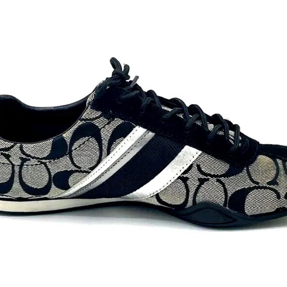 COACH Women's Jayme Signature Black and Silver Canvas Athletic Shoes USA Size 7M - Picture 9 of 16